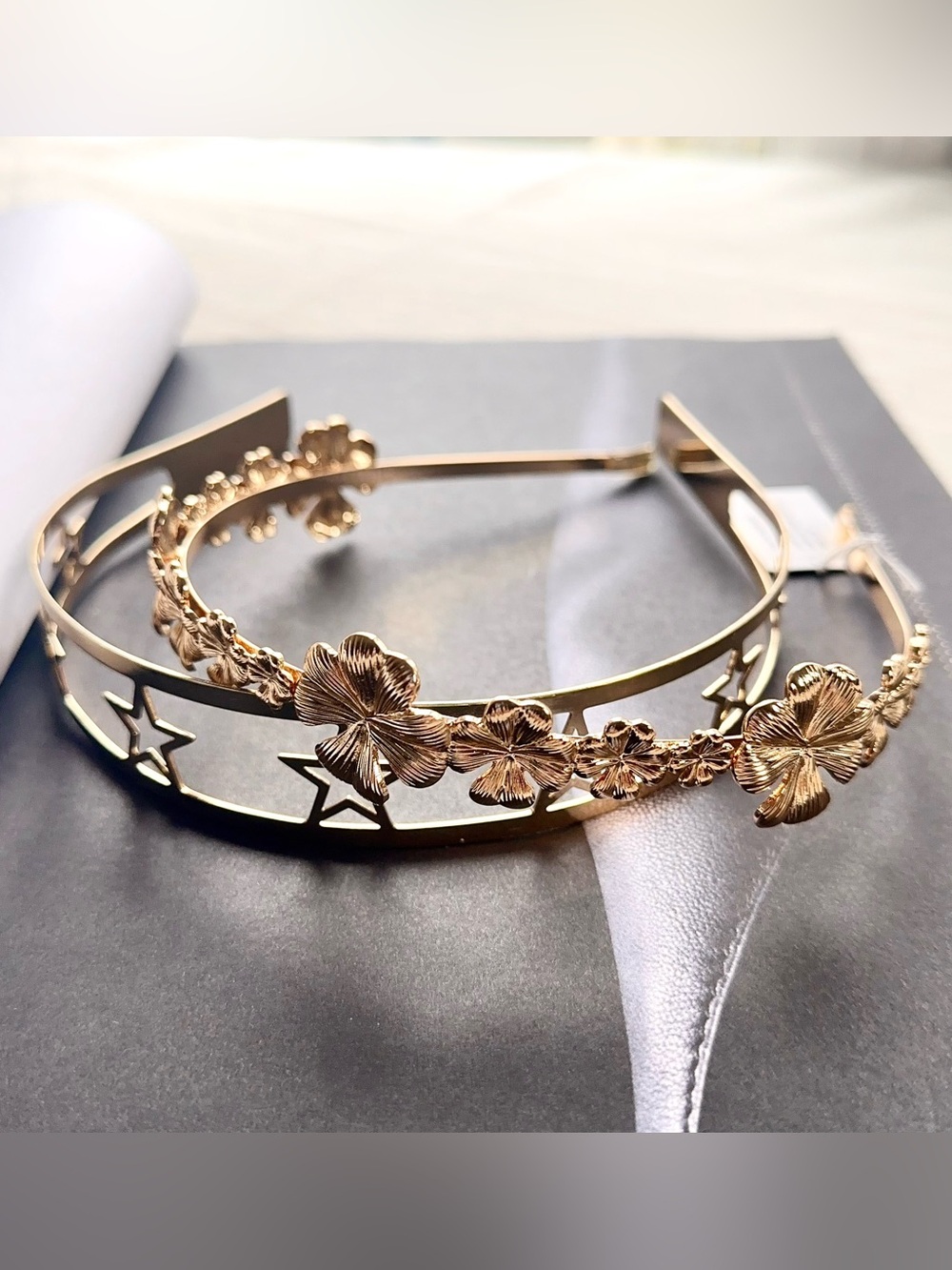 Set of 2 Gold Floral Headband - Elegant Women’s Hair Accessory